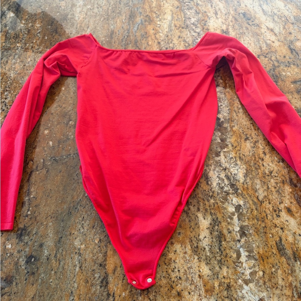 Elegant Red Long Sleeve Bodysuit